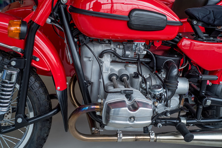Close up shot motorcycle engine