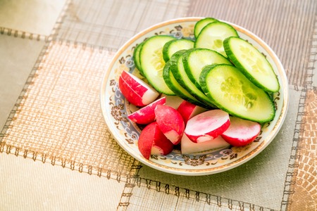 Assorted vegetables on a plateの写真素材