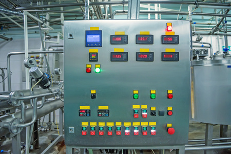 Operating control panel at dairy plant