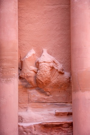 Famous tomb Al-Khazneh or Treasury in Petraの写真素材