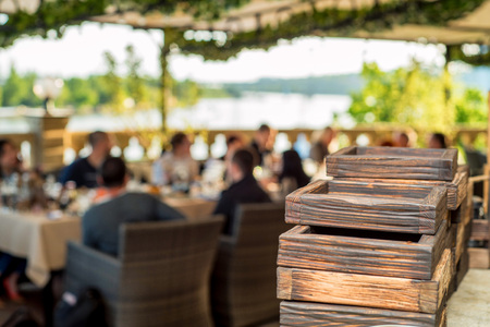Wood boxes for restaurant billsの写真素材