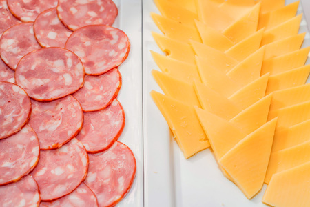 Variety of cheese and sausage