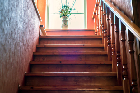 Brown wooden staircase