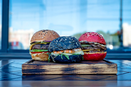 Set of homemade hamburgersの写真素材