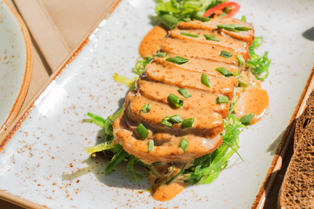 Slices of delicious liver pateの写真素材