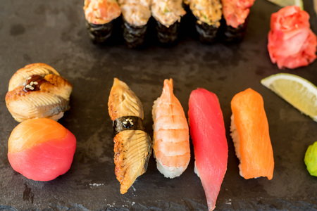 Fresh and delicious sushiの写真素材