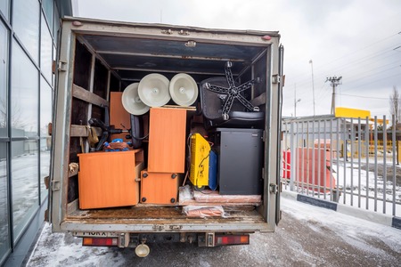 Office moving concept nam loading truckの写真素材