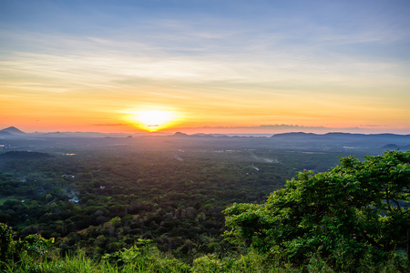 Amazing sunset viewed from rock fortress Sigiriyaの写真素材