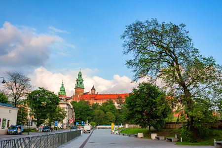 KRAKOW, POLAND - JUNE, 2012: City center with view of Wawel castleのeditorial素材