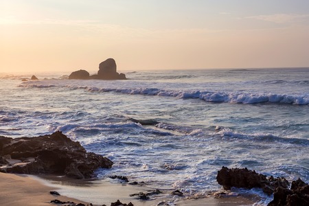 Tropical sunset and scenic beachの写真素材
