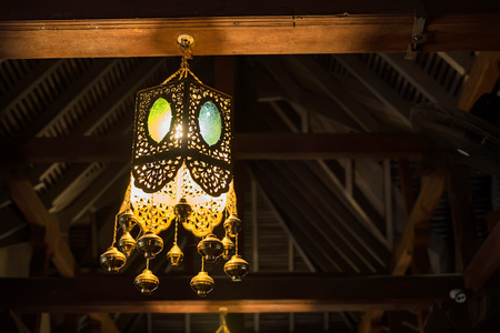 Light inside Temple of Tooth in Kandy, Sri Lankaの写真素材