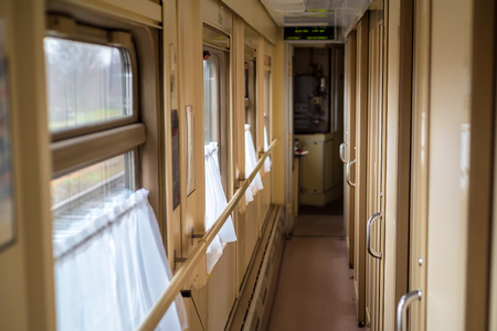 Interior picture inside train carriageの写真素材