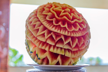 Close up carved watermelonの写真素材