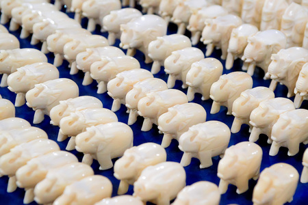 Many small elephant figurines Indian souvenirsの写真素材