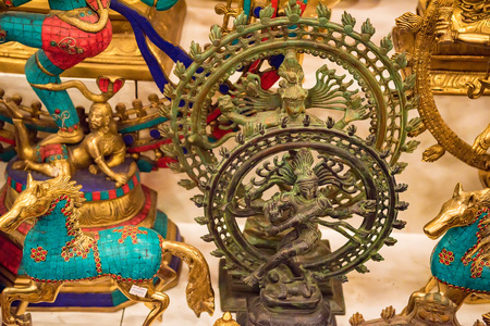 Close up Indian souvenir figurines of goddessの写真素材