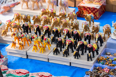 Close up Indian souvenir figurines of elephantsの写真素材