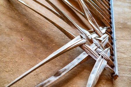 Woven texture of straw matの写真素材