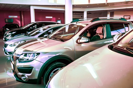 New cars at dealer showroom