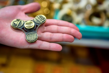 Indian fidget spinners in souvenir shopの写真素材