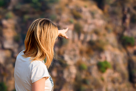 Woman traveling in Ranthambore, Rajastan, India.の写真素材