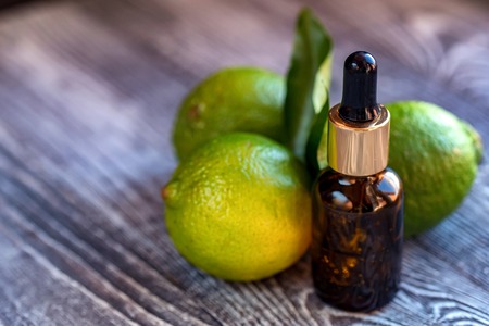 Dropper bottle of lime essential oilの写真素材