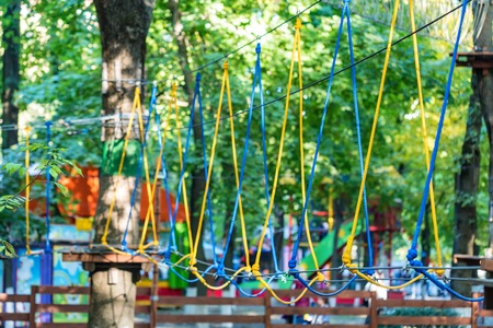 Adventure park ropes for climbingの写真素材