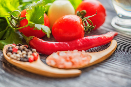 Ingredients for vegetable rustic saladの写真素材