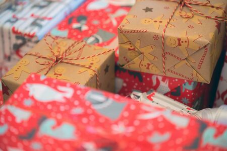 Christmas gift boxesの写真素材