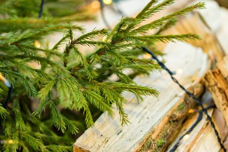 Colorful Christmas decorations on treeの写真素材