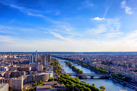 Scenic panorama of Paris from Eiffels towerの写真素材