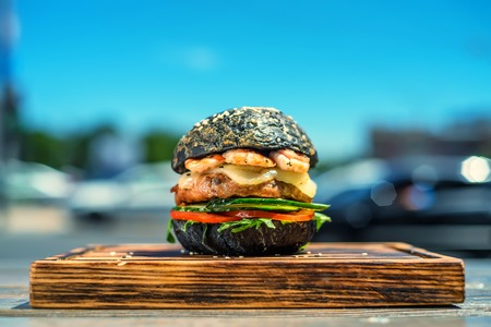 Homemade hamburger with fresh vegetablesの写真素材