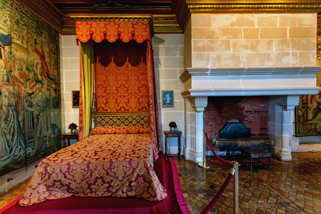 CHENONCEAU, FRANCE - CIRCA JUNE 2014: Gabrielle dEstrees bedroom in Chateau Chenonceauのeditorial素材