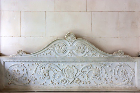 IVADIA, RUSSIA - MARCH 21, 2011: Back of marble bench in Livadia Palaceのeditorial素材