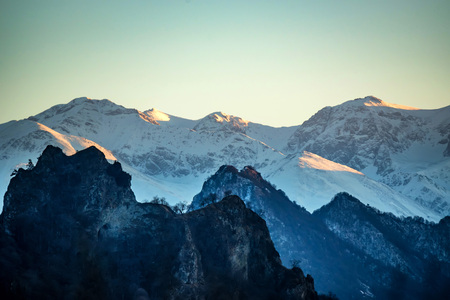 Winter mountain landscape with rocks and snow