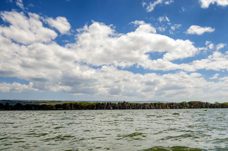 Peaceful view on lake Naivasha in Kenyaの写真素材