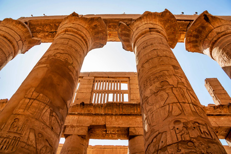 Great hypostyle hall at Temples of Karnak in Luxorの写真素材