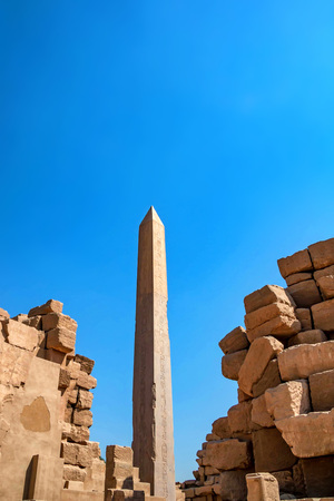 Obelisk in the ruins of Karnak templeの写真素材