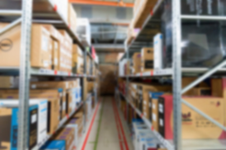 Blurred interior of hardware shop storageの写真素材