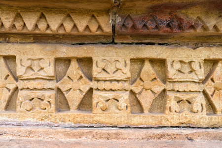 Patterned stone carving in Lakshman Temple closeの写真素材