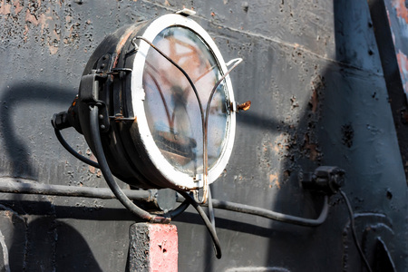 Vintage headlight of old train closeの写真素材