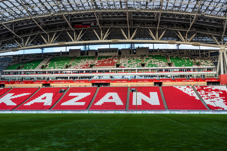 KAZAN, RUSSIA - JUNE 3, 2016: Inside stadium Kazan Arena in Russiaのeditorial素材