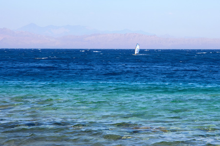 Windsurfing in Red sea, Egyptの写真素材