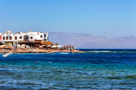 DAHAB, EGYPT - SEPTEMBER 2, 2010: Red Sea coast and hotels in Egyptのeditorial素材