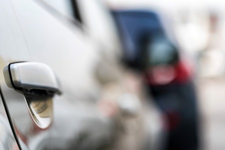 New cars at dealer showroom blurred backgroundの写真素材