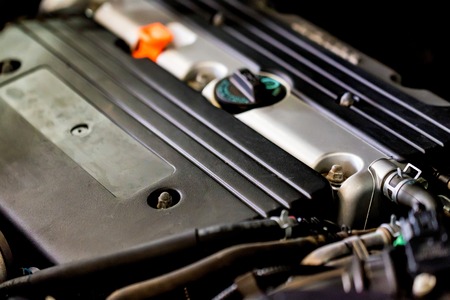 Close up gas engine in modern carの写真素材
