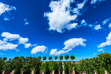 Earthen wall near Marly Palace in Peterhof, Russiaの写真素材