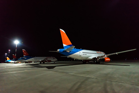 ROSTOV-ON-DON, RUSSIA - 28 APRIL 2018: Sukhoi Superjet 100 of Azimuth airlinesのeditorial素材