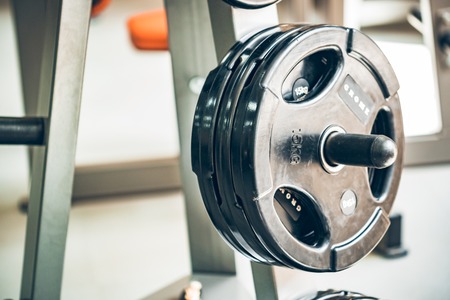 Fitness dumbbell and barbell weight platesの写真素材