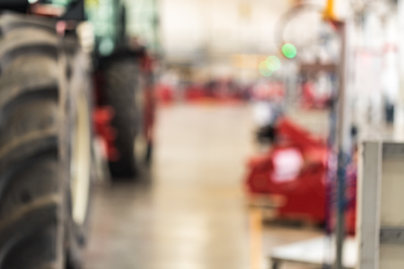 Blurred assembly workshop at big industrial plantの写真素材