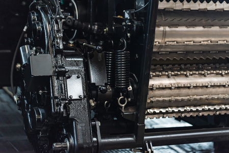 Feed elevator of modern combine closeの写真素材